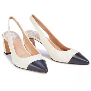 Vince Camuto Black and Cream Slingback Heels